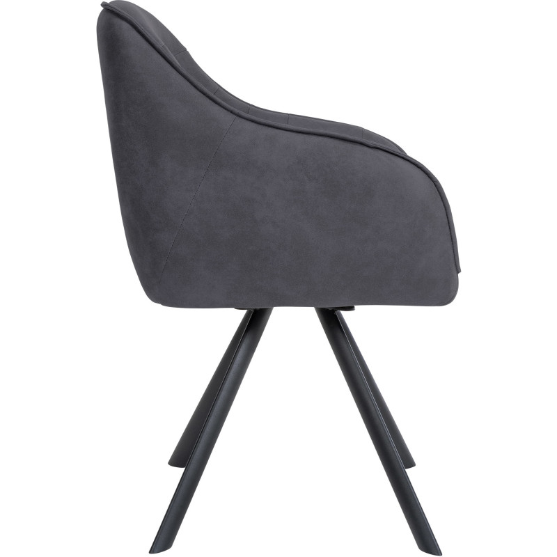 Fauteuil de table pivotant moderne en Tissu microfibre Noir Vieilli Métal Noir Ardryn - 3