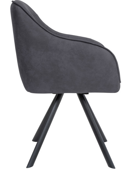 Fauteuil de table pivotant moderne en Tissu microfibre Noir Vieilli Métal Noir Ardryn - 3