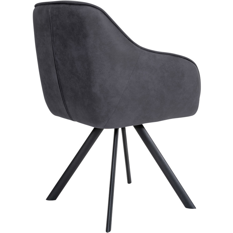 Fauteuil de table pivotant moderne en Tissu microfibre Noir Vieilli Métal Noir Ardryn - 4