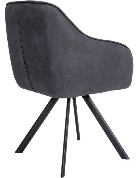 Fauteuil de table pivotant moderne en Tissu microfibre Noir Vieilli Métal Noir Ardryn - 4