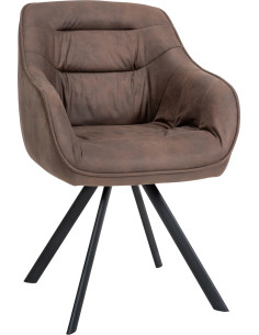 Fauteuil de table pivotant moderne en Tissu microfibre Marron Vieilli Métal Noir Ardryn  - 1