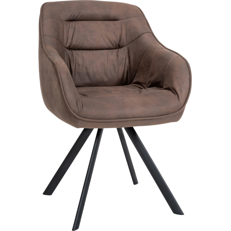 Fauteuil de table pivotant moderne en Tissu microfibre Marron Vieilli Métal Noir Ardryn  - 1
