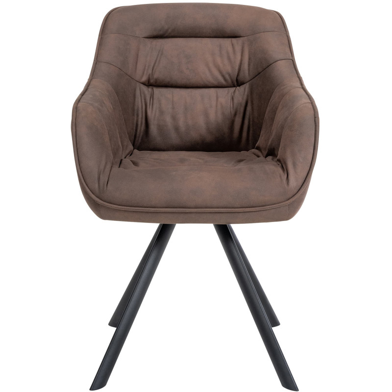 Fauteuil de table pivotant moderne en Tissu microfibre Marron Vieilli Métal Noir Ardryn  - 2