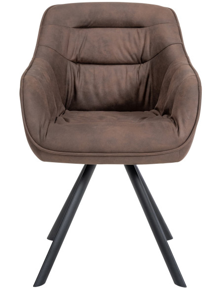 Fauteuil de table pivotant moderne en Tissu microfibre Marron Vieilli Métal Noir Ardryn  - 2