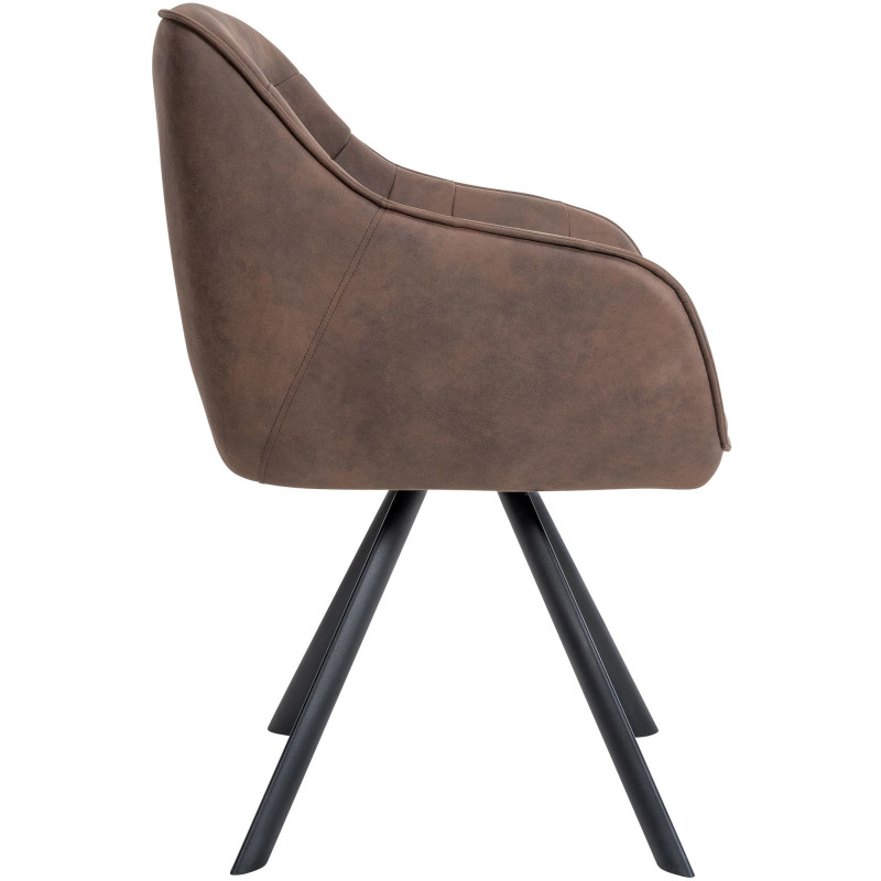 Fauteuil de table pivotant moderne en Tissu microfibre Marron Vieilli Métal Noir Ardryn  - 3