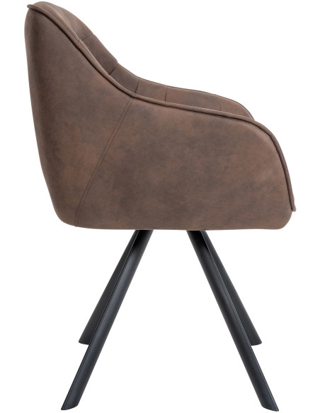 Fauteuil de table pivotant moderne en Tissu microfibre Marron Vieilli Métal Noir Ardryn  - 3
