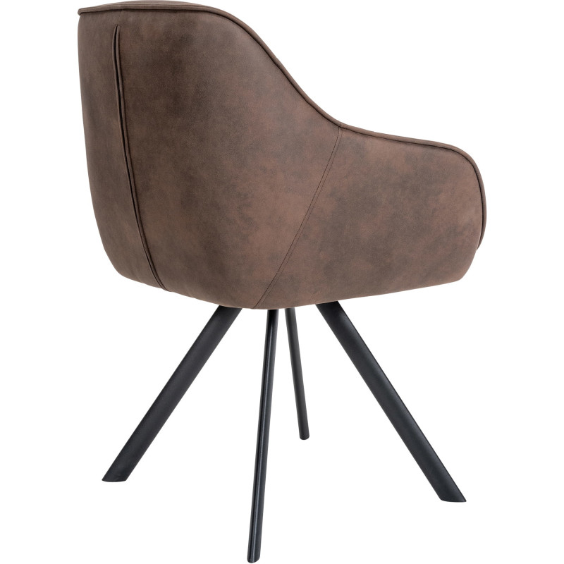 Fauteuil de table pivotant moderne en Tissu microfibre Marron Vieilli Métal Noir Ardryn  - 4
