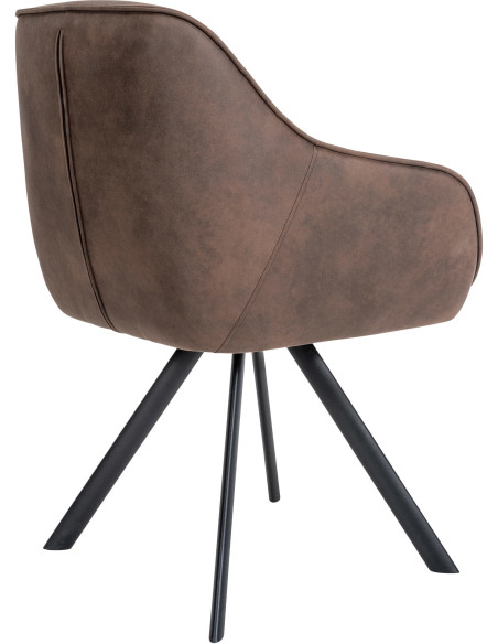Fauteuil de table pivotant moderne en Tissu microfibre Marron Vieilli Métal Noir Ardryn  - 4