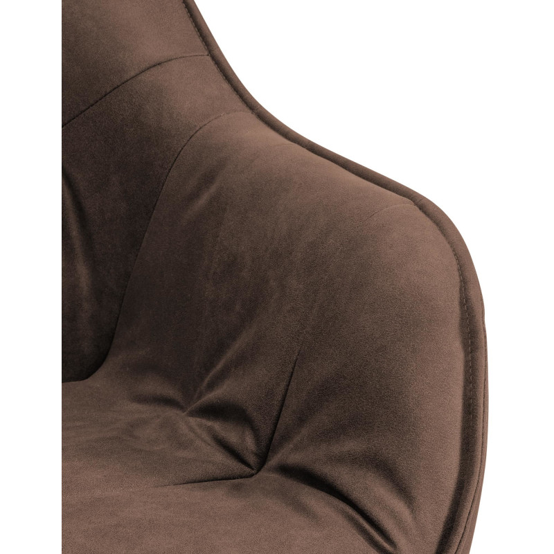 Fauteuil de table pivotant moderne en Tissu microfibre Marron Vieilli Métal Noir Ardryn  - 6