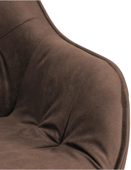 Fauteuil de table pivotant moderne en Tissu microfibre Marron Vieilli Métal Noir Ardryn  - 6
