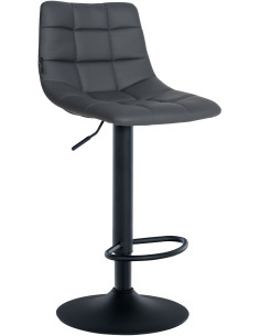 Tabouret de bar réglable matelassé en Polyuréthane Gris Métal Noir Léon - 1