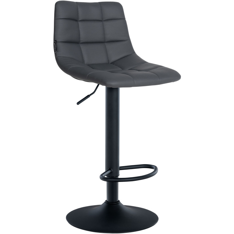 Tabouret de bar réglable matelassé en Polyuréthane Gris Métal Noir Léon - 1