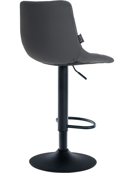 Tabouret de bar réglable matelassé en Polyuréthane Gris Métal Noir Léon - 2