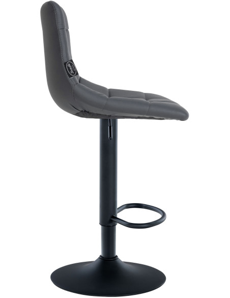 Tabouret de bar réglable matelassé en Polyuréthane Gris Métal Noir Léon - 5