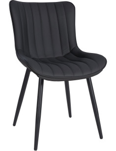 Chaise matelassée contemporaine en Polyuréthane Noir Métal Noir Elyson - 1