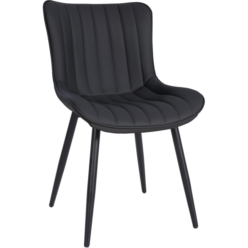 Chaise matelassée contemporaine en Polyuréthane Noir Métal Noir Elyson - 1