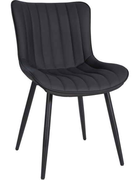 Chaise matelassée contemporaine en Polyuréthane Noir Métal Noir Elyson - 1
