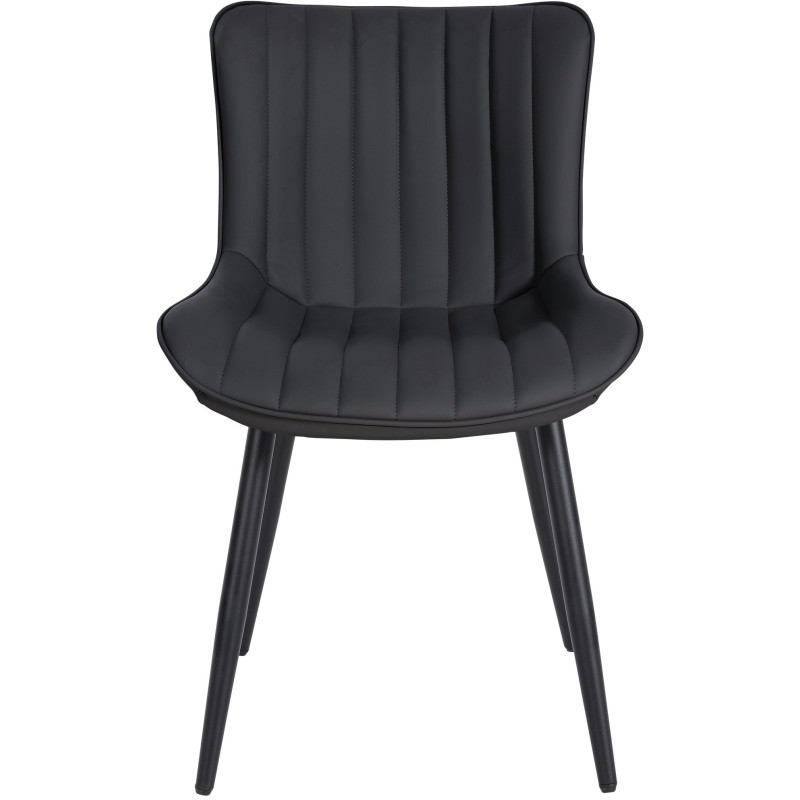 Chaise matelassée contemporaine en Polyuréthane Noir Métal Noir Elyson - 2