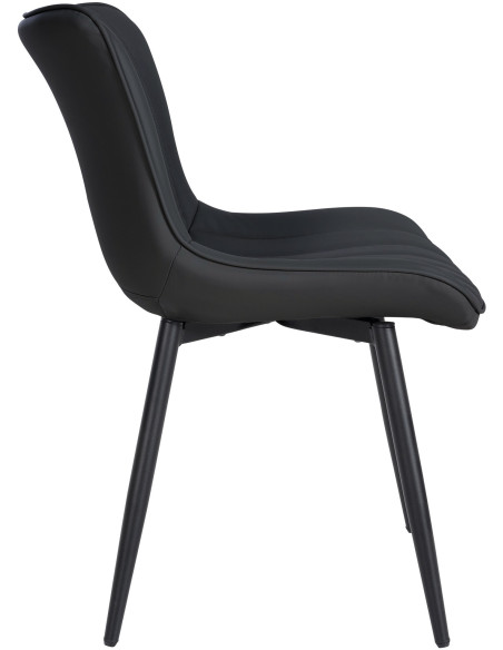Chaise matelassée contemporaine en Polyuréthane Noir Métal Noir Elyson - 3