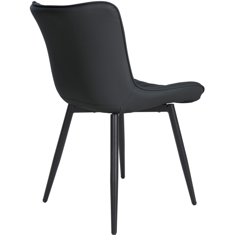 Chaise matelassée contemporaine en Polyuréthane Noir Métal Noir Elyson - 4
