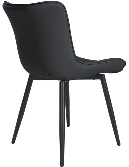Chaise matelassée contemporaine en Polyuréthane Noir Métal Noir Elyson - 4
