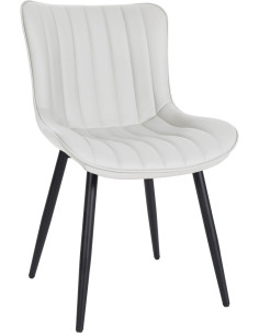 Chaise matelassée contemporaine en Polyuréthane Blanc Métal Noir Elyson - 1