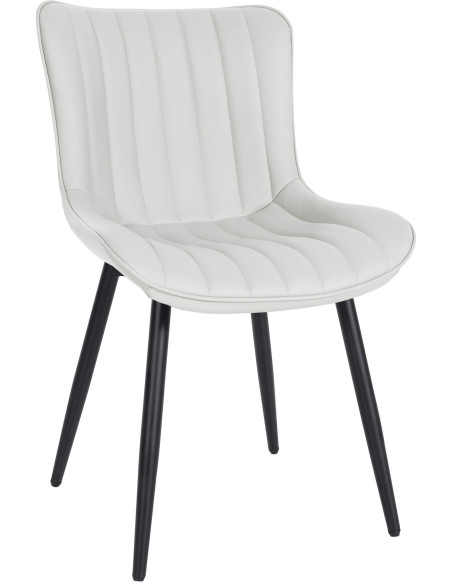 Chaise matelassée contemporaine en Polyuréthane Blanc Métal Noir Elyson - 1