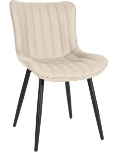Chaise matelassée contemporaine en Polyuréthane Blanc crème Métal Noir Elyson - 1