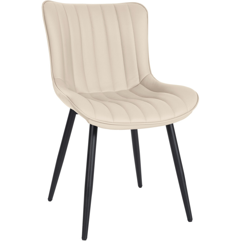 Chaise matelassée contemporaine en Polyuréthane Blanc crème Métal Noir Elyson - 1