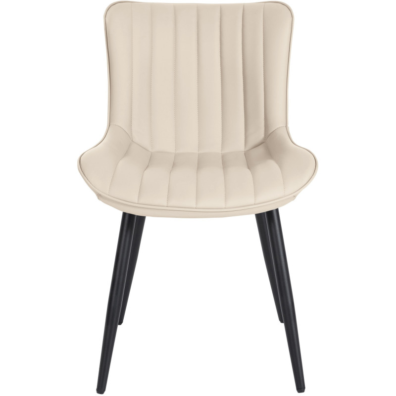 Chaise matelassée contemporaine en Polyuréthane Blanc crème Métal Noir Elyson - 2