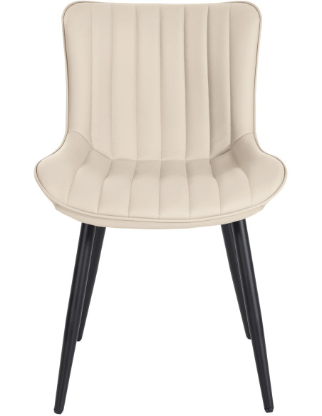Chaise matelassée contemporaine en Polyuréthane Blanc crème Métal Noir Elyson - 2
