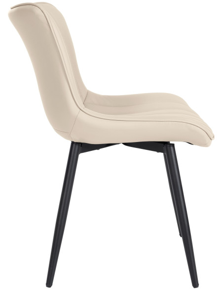 Chaise matelassée contemporaine en Polyuréthane Blanc crème Métal Noir Elyson - 3
