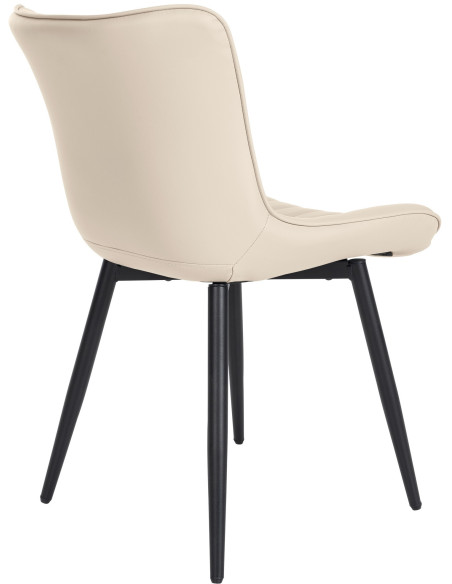 Chaise matelassée contemporaine en Polyuréthane Blanc crème Métal Noir Elyson - 4