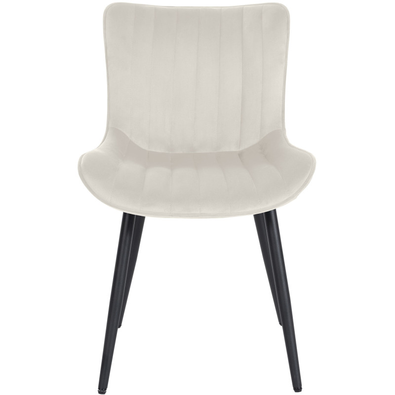 Chaise matelassée contemporaine en Velours Blanc crème Métal Noir Elyson - 2