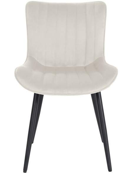 Chaise matelassée contemporaine en Velours Blanc crème Métal Noir Elyson - 2