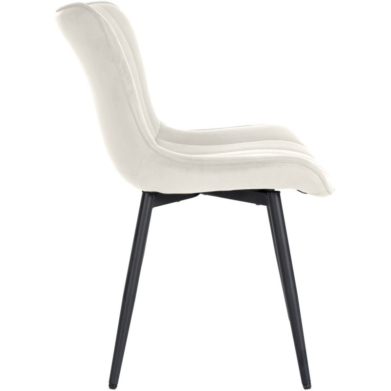 Chaise matelassée contemporaine en Velours Blanc crème Métal Noir Elyson - 3