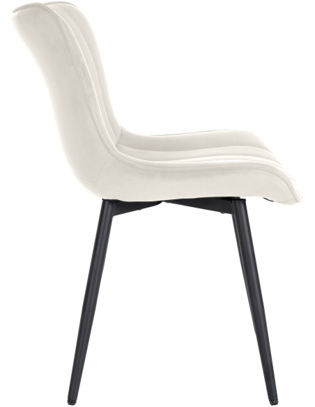 Chaise matelassée contemporaine en Velours Blanc crème Métal Noir Elyson - 3