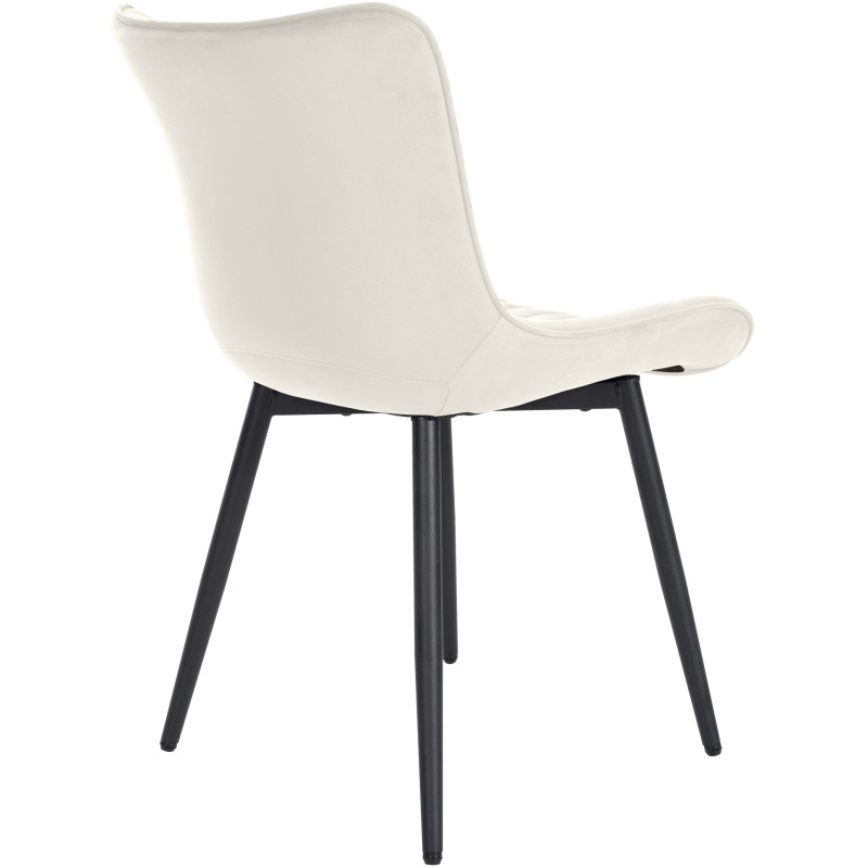 Chaise matelassée contemporaine en Velours Blanc crème Métal Noir Elyson - 4