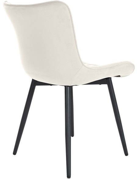 Chaise matelassée contemporaine en Velours Blanc crème Métal Noir Elyson - 4
