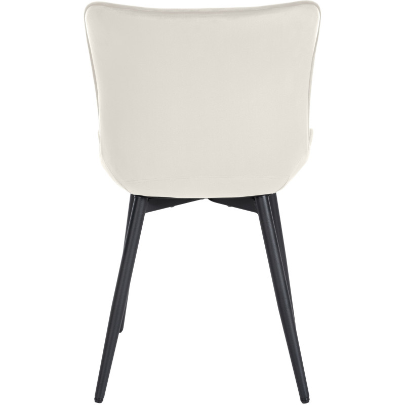 Chaise matelassée contemporaine en Velours Blanc crème Métal Noir Elyson - 5