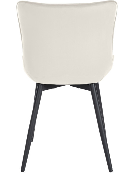 Chaise matelassée contemporaine en Velours Blanc crème Métal Noir Elyson - 5