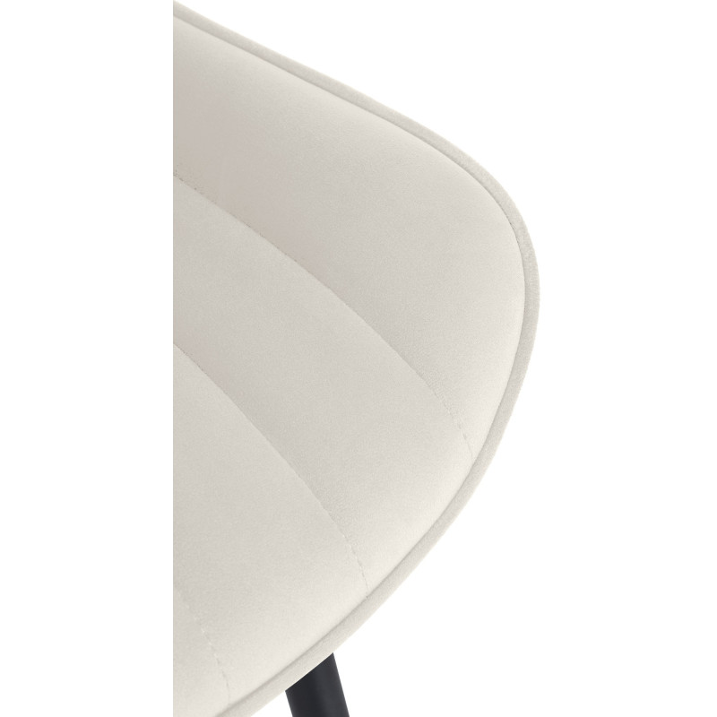Chaise matelassée contemporaine en Velours Blanc crème Métal Noir Elyson - 6