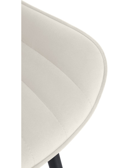 Chaise matelassée contemporaine en Velours Blanc crème Métal Noir Elyson - 6