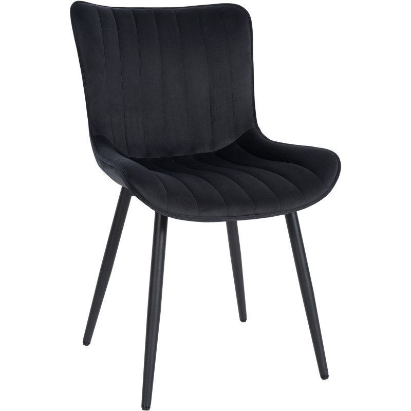 Chaise matelassée contemporaine en Velours Noir Métal Noir Elyson - 1