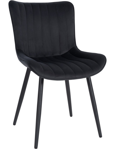 Chaise matelassée contemporaine en Velours Noir Métal Noir Elyson - 1