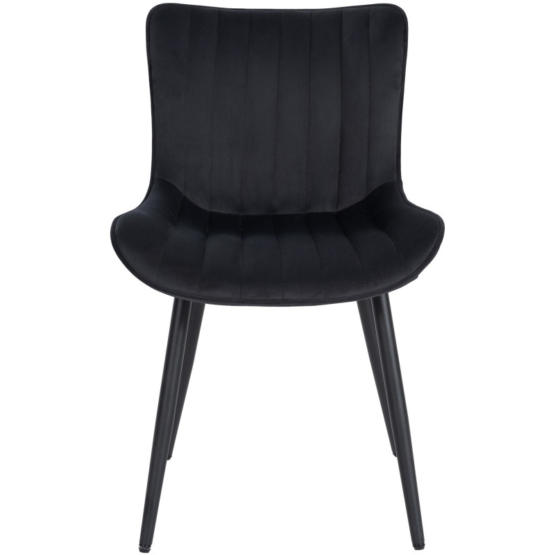 Chaise matelassée contemporaine en Velours Noir Métal Noir Elyson - 2