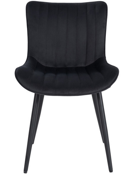 Chaise matelassée contemporaine en Velours Noir Métal Noir Elyson - 2