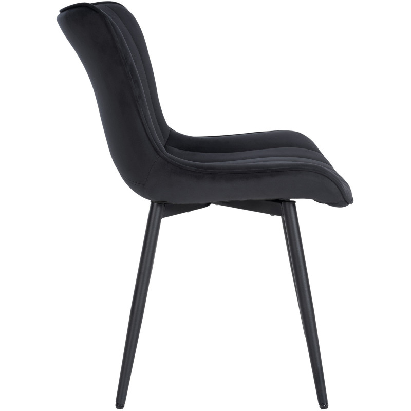 Chaise matelassée contemporaine en Velours Noir Métal Noir Elyson - 3