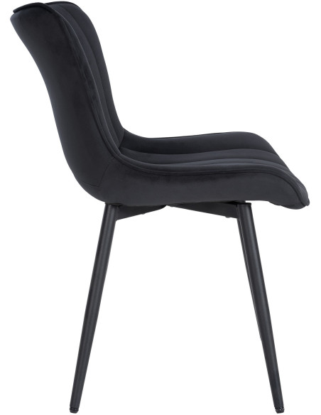 Chaise matelassée contemporaine en Velours Noir Métal Noir Elyson - 3