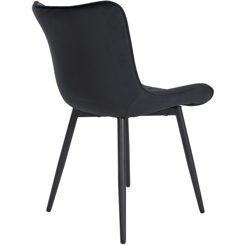 Chaise matelassée contemporaine en Velours Noir Métal Noir Elyson - 4